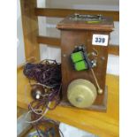 CALL BELL, an early internal electric servants call bell in portable wood box