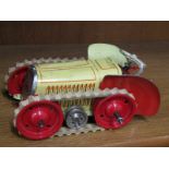 TIN PLATE CATERPILLAR TRACTOR, clockwork mechanism by Gescha