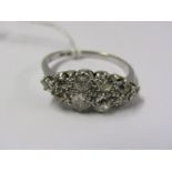 18ct WHITE GOLD & PLATINUM DOUBLE ROW 10 STONE DIAMOND RING, 10 old cut diamonds set in 2 rows of