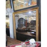 GILT MIRROR, a large sectional glass gilt framed rectangular wall mirror, 66" height 45" width