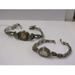 TWO SILVER & MARQUISE LADIES WRIST WATCHES, both appear to be working, one by Nova the other by