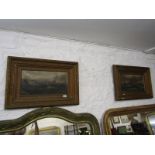 MARINE SCHOOL, pair of signed 19th Century oils on board "Stormy Seas", 8.5" x 16"