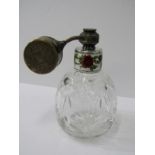 ART DECO PERFUME SPRAY, enamelled mount with cut glass body