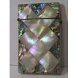 VICTORIAN CARD CASE, mother of pearl parquetry card case