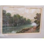 W. PRATER, signed watercolour "Boats on the River", 8" x 12"