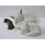 COPENHAGEN CATS, 2 Copenhagen sleeping white cats, models 4222 and 5911 , also Copenhagen Otter (