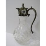 CLARET JUG, a quality cut glass claret jug with plated mounts, 12.5" high