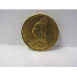 GOLD FULL SOVEREIGN COIN, dated 1891