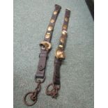 ANTIQUE HARNESS, brass studded horse straps