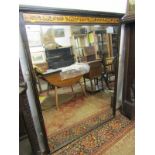 EDWARDIAN OVER MANTLE, attractive gilt floral and ribbon frieze, ebonised rectangular over mantle,