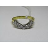 18ct GOLD HALF MOON DESIGN ETERNITY STYLE RING, set with 7 well matched brilliant cut