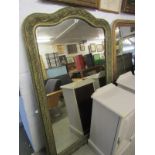 GILT OVER MANTLE, domed top over mantle with ornate folite and floral border, 60" x 39"