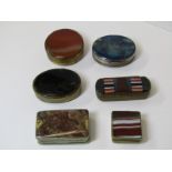 SNUFF BOXES, collection of 6 stone inset snuff and patch boxes