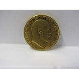 GOLD FULL SOVEREIGN COIN, dated 1905, Sydney Mint