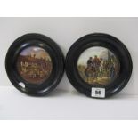 POT LIDS, 2 framed Victorian pot lids "Shakspeares House" and "Garibaldi and Victor Emmanuel"
