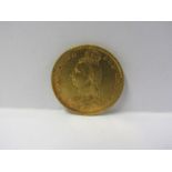 GOLD HALF SOVEREIGN COIN, dated 1891