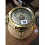 MARITIME, brass cased gimbled compass on modern mirrored base stand