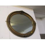 GILT OVAL MIRROR, ornate surround wall mirror, 28" width