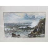 JAMES CHRISTIE, "Bruce" signed watercolour dated 1911, "Stormy Seascape", 8.5" x 13"
