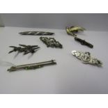 SILVER ITEMS, Mostly brooches, inc Norwegian silver enamelled swallow, marcasite bird brooch and