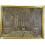 G. WILLIS PRYCE, signed oil on canvas dated 1896 "Church Interior", 17.5" x 23"