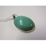 SILVER SET LARGE TURQUOISE STONE PENDANT