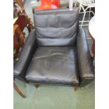 RETRO, black upholstered low armchair