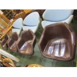 RETRO, set of 4 chrome base leather effect tub armchairs