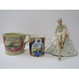 SCHAUBACHKUNST, figure of Seated Ballerina, 7.5" height, also Royal Worcester Nelson commemorative