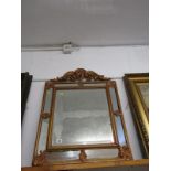 ORNATE DOUBLE EDGE MIRROR, with foliate crest & mirrored surround, 33" x 26"