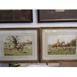 HUNTING, pair of signed watercolours "The Hunt", 10" x 14.5"