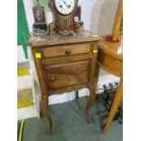 CONTINENTAL BEDSIDE CABINET, coloured marble top drawer and cupboard base bedside cabinet on slender