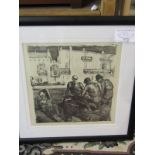 JOHN COPLEY, signed lithograph "On a Southern Shore", 16" x 15"