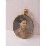 MINIATURE PORTRAIT PENDANT, 19th Century portrait of young woman by John Newman Holroyd