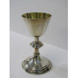 SILVER CHALICE CUP, with knopped stem on circular base, 62 high, London HM, 252 grams, approx 8oz