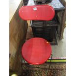 RETRO DESIGN, black enamelled metal base cricket chair with red moulded seat and back panel