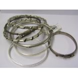 SILVER BANGLES, Selection of 7 silver bangles