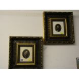 MINIATURE PORTRAITS, pair of gilt framed oval oil portraits "Historical Nobleman"