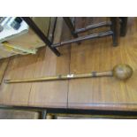 ETHNIC WEAPON, antique knobkerrie, with wirework collars, 31" length