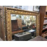 ANTIQUE GILT MIRROR, ornate foliate design framed rectangular mirror, 64" height 49" width