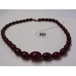 VINTAGE UNTESTED GRADUATED CHERRY AMBER NECKLACE, approx 60 grams in weight