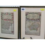 EARLY MAPS, 2 hand coloured early 18th Century maps of Essex and Hertfordshire by Bowen, 7" x 4.5"