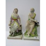 STAFFORDSHIRE POTTERY, pair of early 19th Century square base Staffordshire figures, "Elijah with
