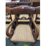 VICTORIAN DINING CHAIRS, harlequin set of 8 mahogany bar back chairs, with florette design drop-in