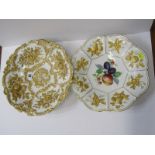 MEISSEN, an attractive gilt relief border circular serving dish, 11" dia, together with similar gilt