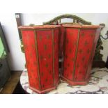 INTERIORS, pair of painted octagonal wooden tidy bins decorated with gilt fleur de lys, 20" height