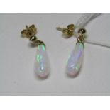 PAIR OF 9ct YELLOW GOLD OPAL DROP EARRINGS