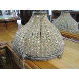 LIGHTING, antique glass bead and gilt metal circular light fitting