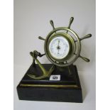 MARITIME, black marble base table top aneroid barometer by Lane Crawford & Co, designed with