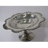 SILVER STEMMED COMPORT, with shaped edge on circular stemmed support, makers JG LTD, Birmingham